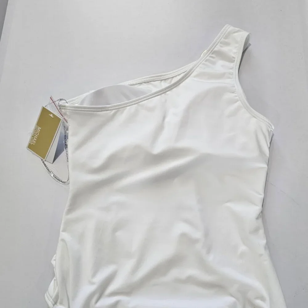 Michael Kors Iconic Solids One Shoulder One Piece Swimsuit - Picture 9 of 13